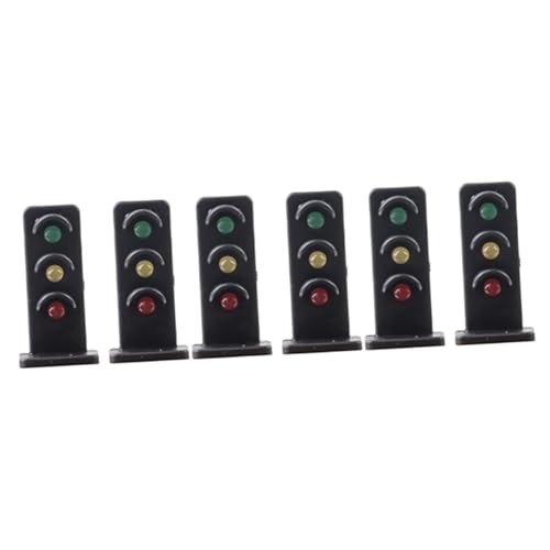 Housoutil 3sets 2pcs Miniature Train Signal Lights Realistic Micro Landscape Light Ornaments for Sand Tabletop Train Layouts Decorative Railroad Lamp Decor for Miniature Model 2pcs*3