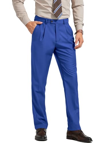 Men's Classic Fit Dress Pants Pleated Front Casual Suit Pants Work Business Trousers Slacks