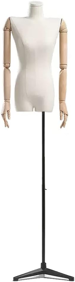 Adjustable Black Linen Mannequin Torso - 47.2-82.6in Portable Dress Form with Detachable Head for Fashion, Clothing, Dress, Jewelry Display - Size S/Small