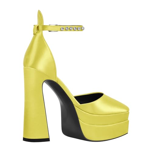 richealnini Chunky Platform Heels for Women Ankle Buckle Strap Pumps Block High Heels Sandals2