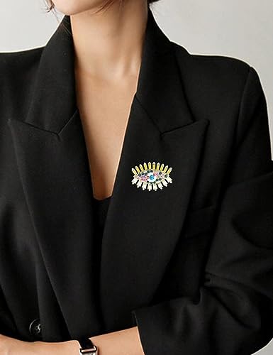 Image of Retro Evil Eye Brooch Fashion Unique Crystal Pearl Abstract Eyes Brooches Pin Badge for Women Bridal Jewelry Gift