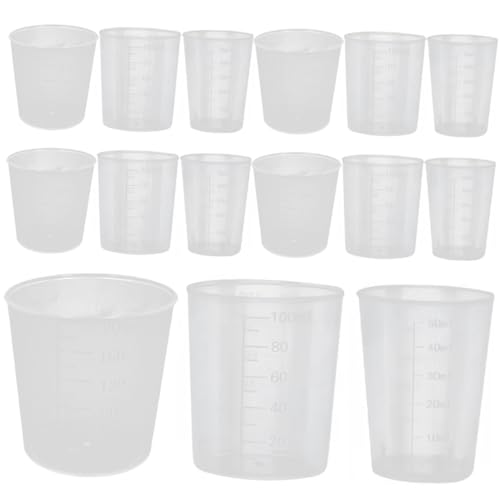 COLLBATH 50pcs Measuring Cup Kit 100ml 200ml Liquid Measuring Cups Lab Measuring Cup Set for Scale Experiment Cups Storage Containers
