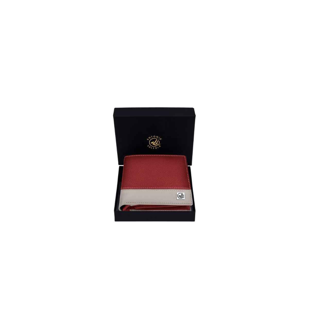 ANTONIO VALERIA Jake Red/Sand Leather Wallet for Men