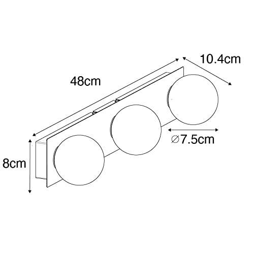 Applique murale 3 lumières L 480 mm Noir Moderne éclairage extérieur