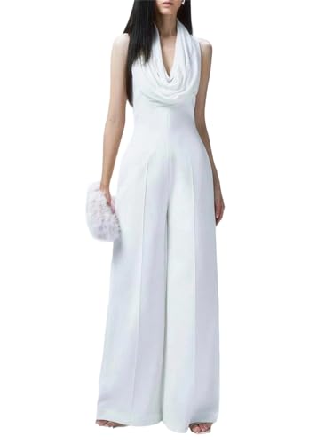 Jumpsuits for Women Dressy Casual Sleeveless Rompers High Waisted Pleated