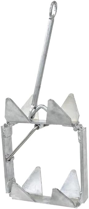 Overton's Box Anchor – 19 lb. Hot-Dipped Galvanized Steel, Fold-and-Hold Design, Corrosion-Resistant, for Boats Up to 22 ft., Compact Storage