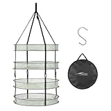iPower 2 Feet 4 Layer Herb Drying Rack Hanging Foldable Dry Net with Heavy Duty Rings and Carrying Bag, for Plants, Seeds, and Buds, Green