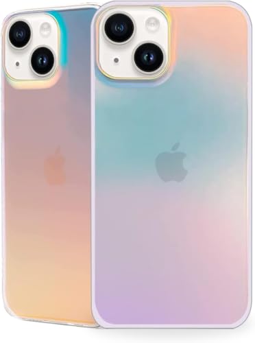 Image of DIZORO Compatible with iPhone 15 Plus Case Fluorescent Iridescent Matte Designed Premium Designer Lightweight Mobile Accessories for Women Girls Scratch Resistant Shockproof Case Hard PC 6.7 inches