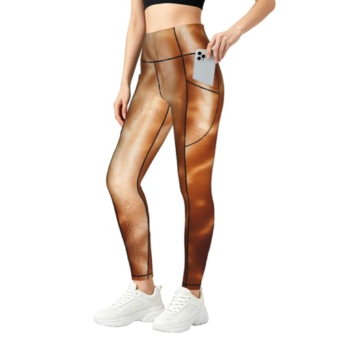 Leggings para correr con estampado de vaca marrón ideales para tu rutina de fitness activa