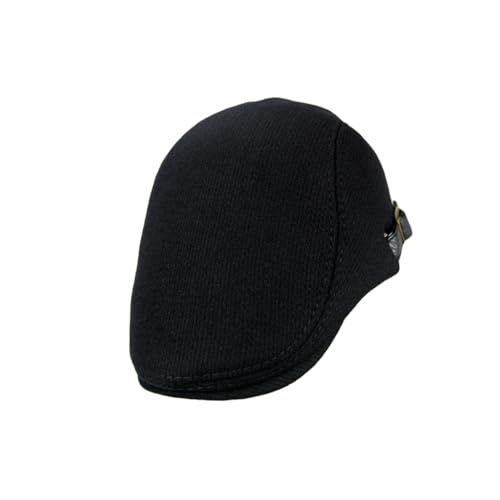 COLLBATH Adjustable Vintage Peaked Beret Hat Lightweight Woolen Beanie for Men Fashionable Cabbie Black