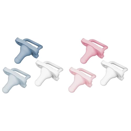 Image of Dr. Brown's HappyPaci 100% Silicone Baby Pacifier, Contoured One-Piece Design, Blue/Light Blue/White + Light Pink/Pink/White, 0-6m, BPA-Free, 6-Pack