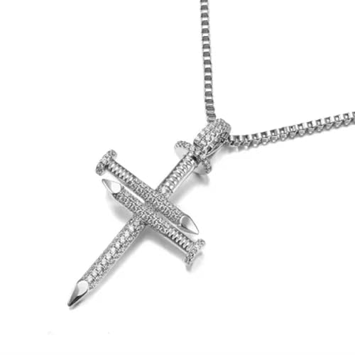 Croix à Ongles Collier Pendentif Chaîne Anti-Nœuds Unisexe
