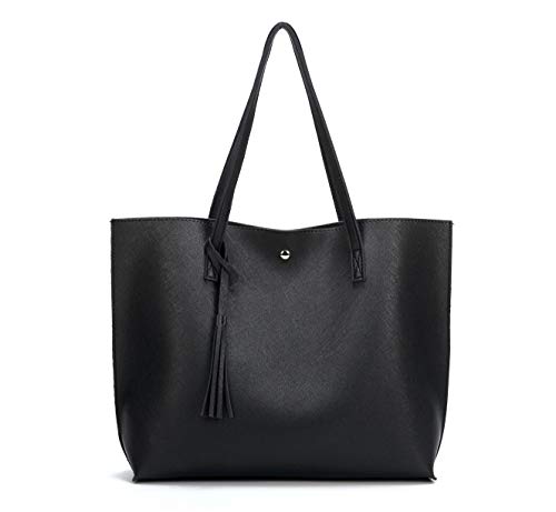 Image of Women Tote Bags Top Handle Satchel Handbags PU Faux Leather Tote Bag with Tassel Shoulder Purse