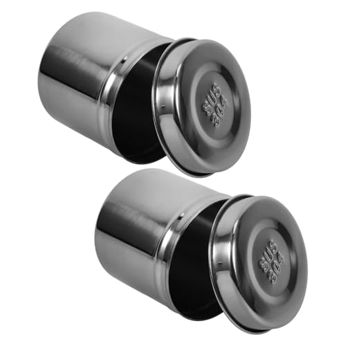 CLISPEED 2 Piezas Tarro De Pomada Sin Cable Avena Salsa Titulares Azúcar Punto Yodo Más Cálido Brotar Plumero Con Hielo Inicio Colador Formación De Hielo Gasa Tapa Silver Acero Inoxidable