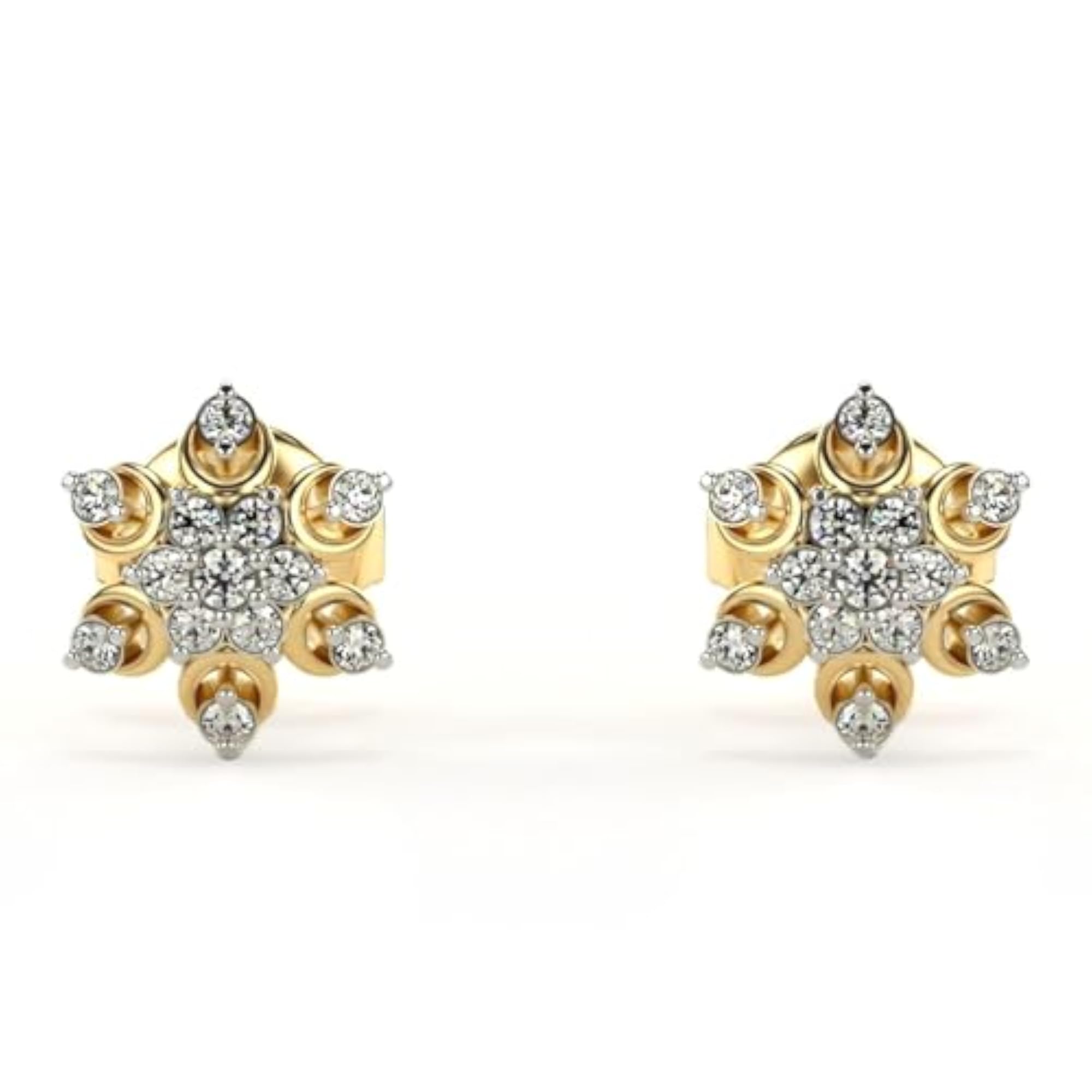 Women's Stylish Yellow Sterling Silver Lab Grown Diamond Earrings, 0.15cts