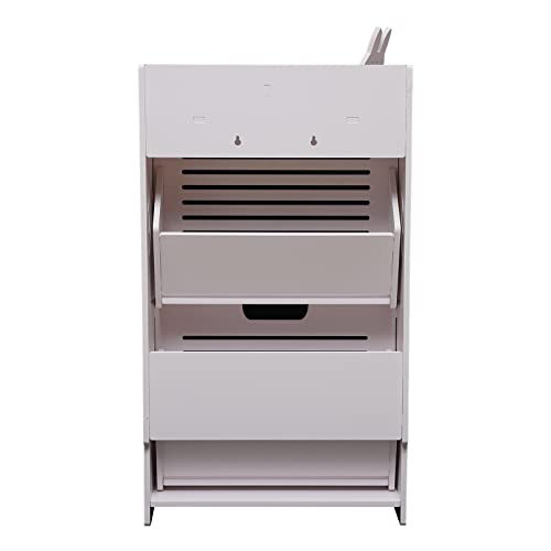 Dnysysj Ultra Slim Tipping Bucket Shoe Storage,2-Tier White Pvc Tipping Bucket Shoe Cabinet Storage Freestanding Lightweight Shoe Rack Storage Organizer For Entryway, Hallway,Etc #TOP5