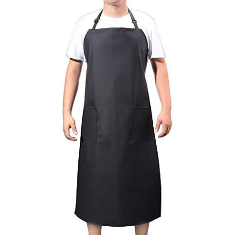 VWELL Rubber Vinyl Waterproof Apron for Men Women, Dishwashing,lab work apron, Black Cover