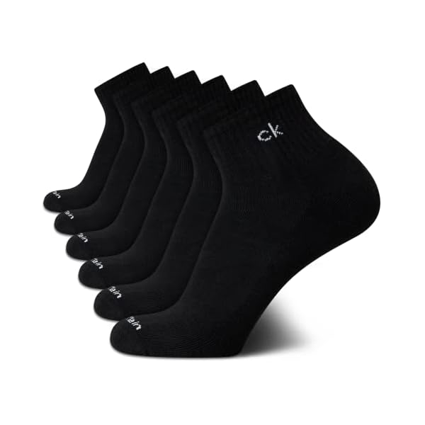 Calvin Klein Men's Socks - Cotton Cushioned Above Ankle Athletic Mini-Crew Socks (6 Pack), Size Shoe Size: 7-12, Black