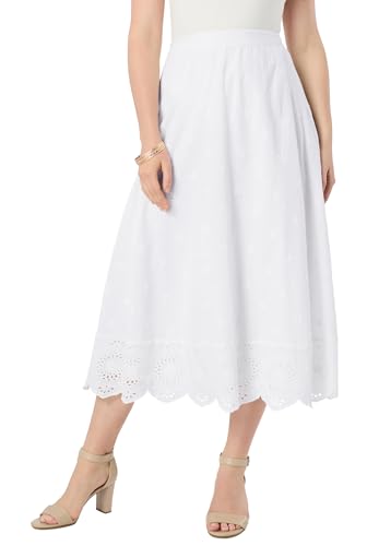Roaman's Women's Plus Size Eyelet Midi Skirt