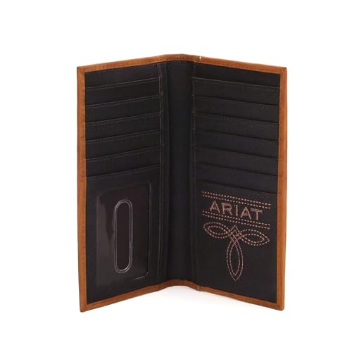 ARIAT Men's Leather Rodeo Wallet with American Flag Shield Embroidery4