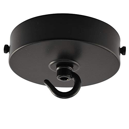 ElekTek Rosone da soffitto piatta con diametro 100 mm con staffa cinturino e gancio. Ideale per accessori a sospensione e lampadari. Finiture metalliche verniciate a polvere Nero Jet