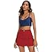 Zando High Waisted Cargo Mini Skirt - Red Denim Bodycon Y2K Button Jean Skirt for Women with Pockets - Dressy Casual - Large