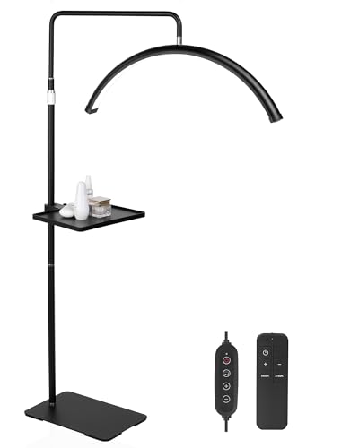 ebrlaxin Half Moon Light - 24 inch LED Lash Lamp with Tool Tray for Eyelash Extensions for Tattoo Artists, Nail Tech, Esthetician - Cool, Warm Lamp with Adjustable Brightness & Height (Black)