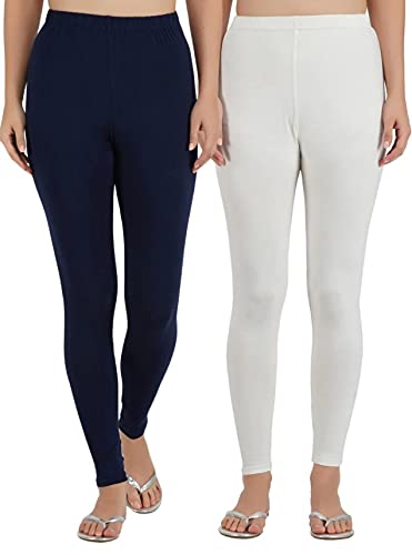 arihant plazma Women's Cotton Lycra 4 Way Stretchable Ankle Length Leggings Combo Pack of 2 Leggings Free Size (to Fit Waist Size 24" Inches to 36" Inches)-picture-29