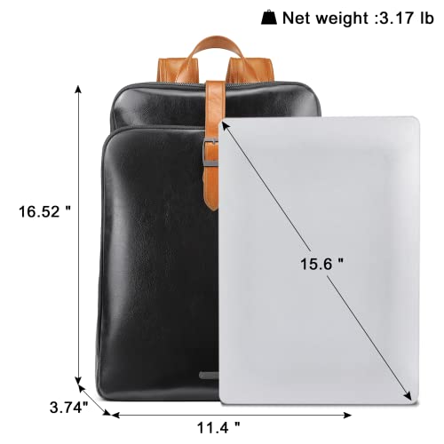 Image of CLUCI Leather Backpack for Women, 15.6 inch Laptop Bag, Large Genuine Work Backpack Travel Back