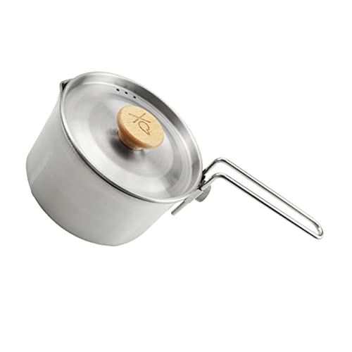 SUPVOX Outdoor Portable Camping Pot Cookware for Boiling Water Soup and Noodles Lightweight Compact Design for Hiking Fishing and