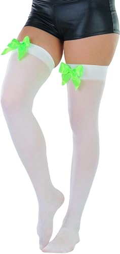 Image of ToBeInStyle Women's Opaque Long Thigh High Stockings w /Decorative Front Satin Bow