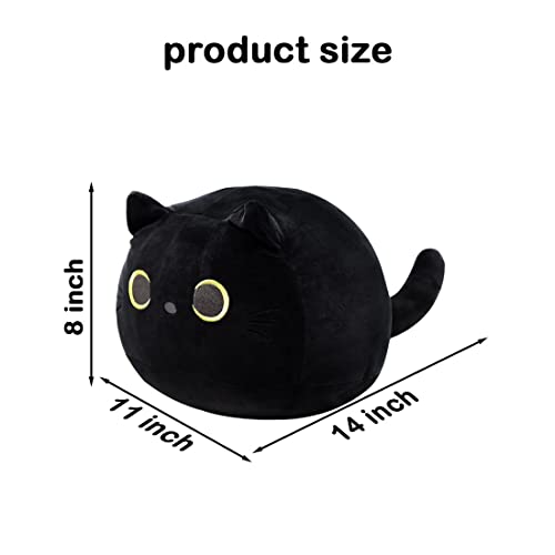 Pochita 3D Black Cat Plush Stuffed Animal Toy Pillow, Fat Black Cat Stuffed Animal Cat Plushie, Kawaii Pillows Cat Pillow Kawaii Cat Shape Design Lumbar Back Cushion Decoration #TOP5