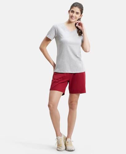 Image of Jockey AW89 Women Super Combed Cotton Rich Fabric Relaxed Fit V-Neck Half Sleeve T-Shirt