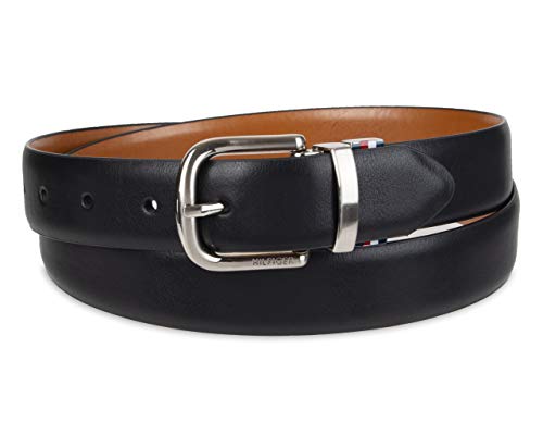 Tommy Hilfiger Cinto reversível para meninos, Preto/bronze, X-Large (34-36)