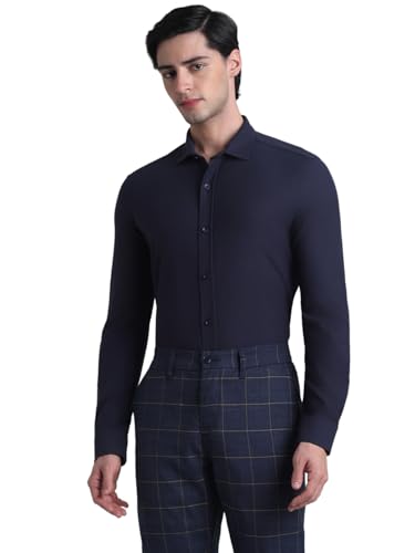 Image of Jack & Jones Men's Cotton Solid Slim Fit Spread-Collar Casual Shirt