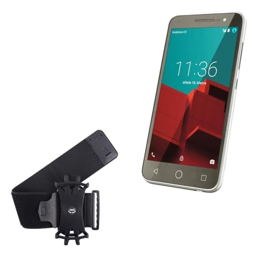 BoxWave Holster Compatible with Vodafone Smart Prime 6 - ActiveStretch Sport Armband, Adjustable Armband for Workout and Running - Jet Black