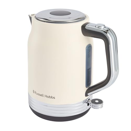 Russell Hobbs Electric Kettle [1.7L, 3000W] Hanley Jasmine (Stainless Steel, Vintage Design, Perfect Pour, Water Window, 360° Base, Cord Storage, Push-Button Lid, Energy Efficient) 28640
