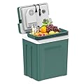 SHAREWIN Electric Cooler & Warmer with Handle 26.5 Quart/25L Portable Thermoelectric Fridge for Vehicles & Trucks with 110V AC & 12V DC, 12V Car Cooler for Camping,Travel Army Green