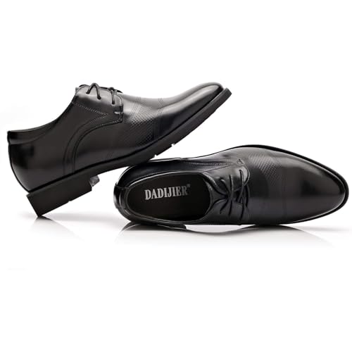 Image of Battle Men Men's 2-Inch Elevator Leather Oxford Shoes, 2 inch Taller Derby Perforated Dress Shoes for Business Meetings Job Interviews Wedding