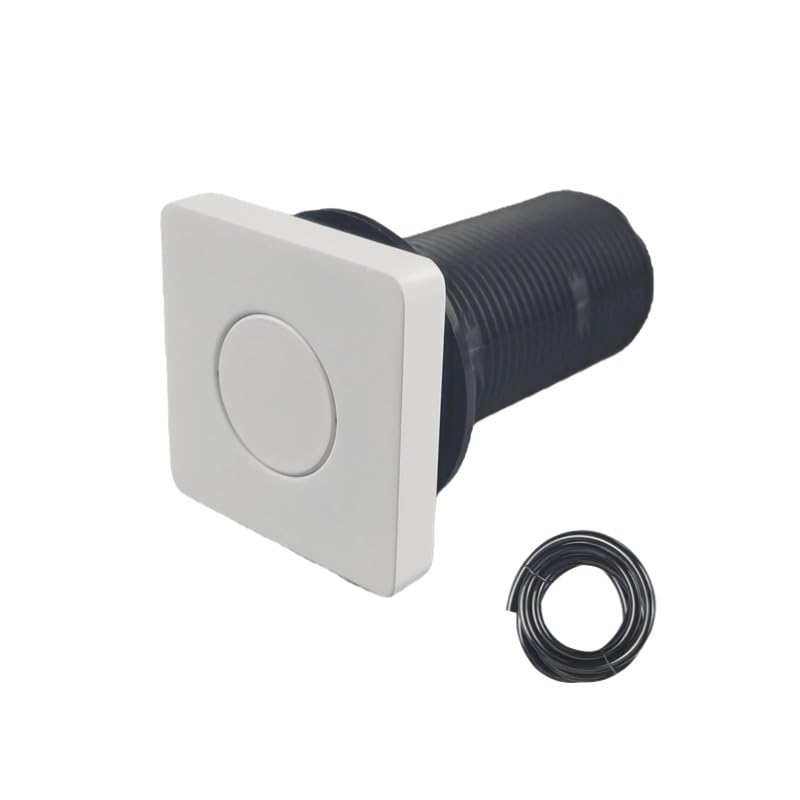 Solid Brass Air Switch Button, 47mm Square Pneumatic Momentary Push Button Kit for Sink Top Counter, Garbage Disposal Part(Square,Matte Black) (Flat Matte Black)
