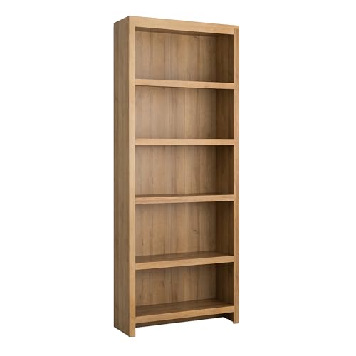 Prepac Moda 5-Tier Tall Wooden Bookcase, Oak Storage Cabinet, Display Cabinet, Bookshelf with Storage Shelves 31.75