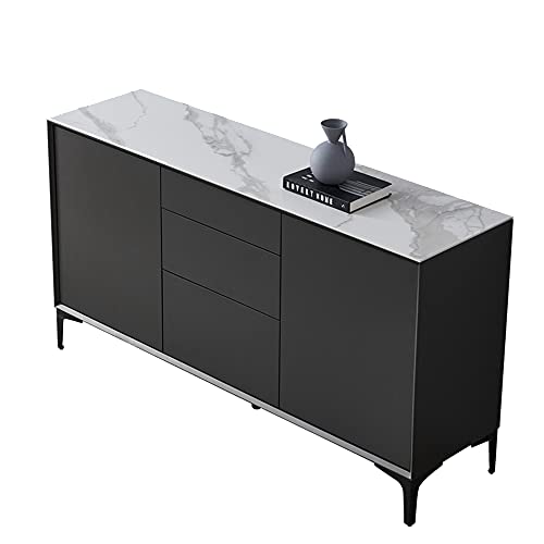 QINJIE Aparador, Moderno Gabinete De Credenza De Almacenamiento De Consola, con 3 Cajones Y 2 Puertas, para Sala De Estar, Cocina, Comedor,59in