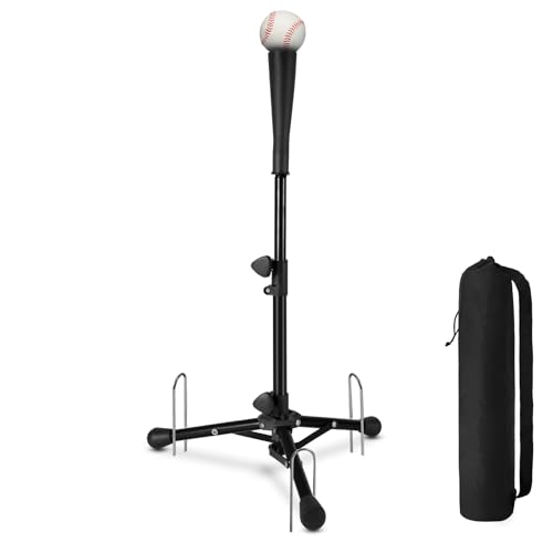 Baseball Tee For Kids, Adjustable With Ground Nails Batting Tee From 20.85 to 31.30 Inches.1/2/3 Pcs Foldable Baseball Tees for Hitting with Portable Bag.Softball Tee for Baseball Softball Training