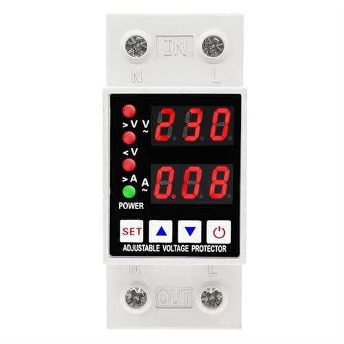 40A 63A 230V Din Rail Adjustable Digital Over Under Voltage Relay Surge Protector Limit Over Current Protection(63A)