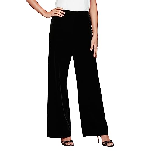 Alex Evenings Women's Straight Leg Full Length Velvet Dress Pant (Regular Petite)