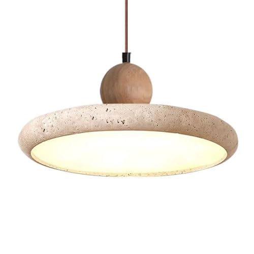 Suspension en travertin jaune de style nordique dotee d un eclairage led haut de gamme
