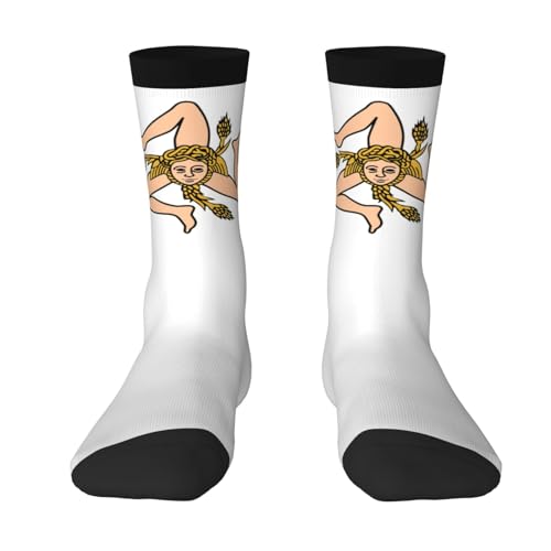 Sicily Flag Unisex Cushion Crew Sock Soft Casual Mid-Calf Socks