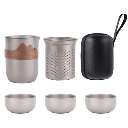 Generisch Titan Kung Fu Service à thé | Vaisselle à thé de camping, Kung Fu avec tasse à thé, pour camping, pique-nique, road trip, jardin, arrière-cour, parc, pêche, concert en plein air, terrasse