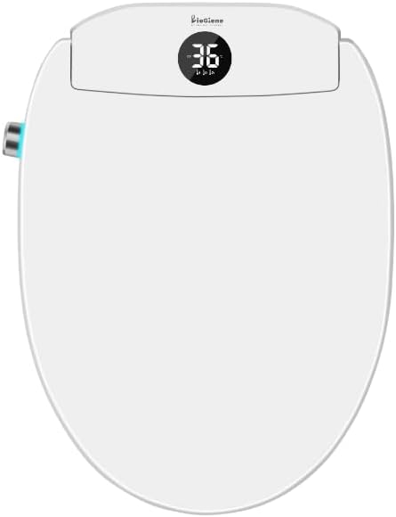 Biogeine Smart Toilet Seat Bidet with Remote Control, Auto Open/Close, Seat and Water Temperature Control, Front/Back Wash, Warm Air Dryer
