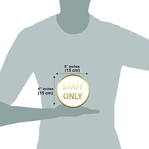 STAFF ONLY Sign/Sticker-Premium White Mirror Gold Acrylic Signage.Ensures restricted access. Self-Adhesive Tape(3M). Designed for offices,Hospital,Hotel,College and commercial areas